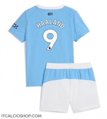 Manchester City Erling Haaland #9 Prima Maglia Bambino 2025-26 Manica Corta (+ Pantaloni corti)